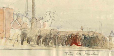 Frances Watt - Mid 20th Century Watercolour, Entry into Jerusalem