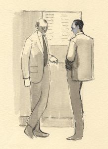 Frances Watt - 1965 Watercolour, On the Floor of the Stock Exchange