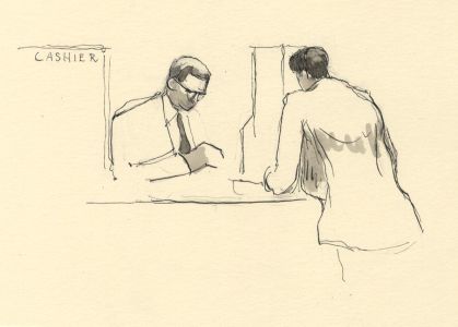 Frances Watt - 1965 Watercolour, At Lloyd's Drawn for the Times