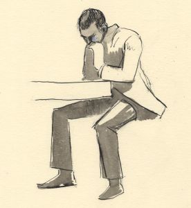 Frances Watt - 1965 Watercolour, At Lloyd's Drawn for the Times