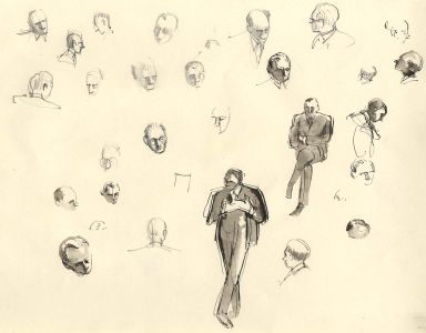 Frances Watt - Mid 20th Century Pen and Ink Drawing, Traders