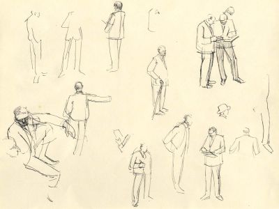 Frances Watt - Mid 20th Century Pen and Ink Drawing, Traders