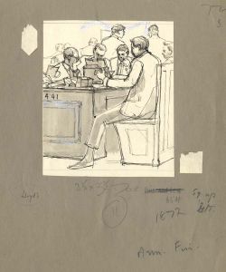 Frances Watt - 1962 Pen and Ink Drawing, Published in the Times Newspaper