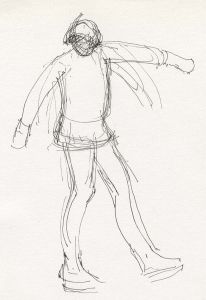 Frances Watt - Mid 20th Century Pen and Ink Drawing, Ice Skating