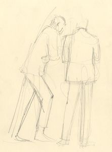 Frances Watt - Mid 20th Century Graphite Drawing, The Discount Market