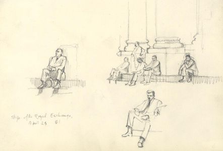 Frances Watt - Mid 20th Century Graphite Drawing, Steps of the Royal Exchange