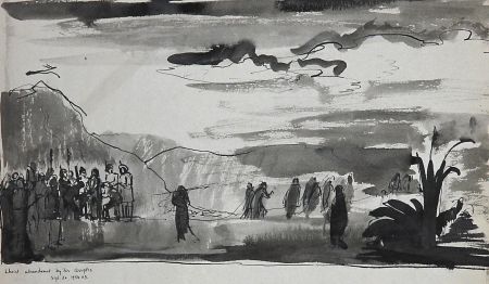Frances Watt - 1954 Graphite Drawing, Christ Abandoned by His Disciples
