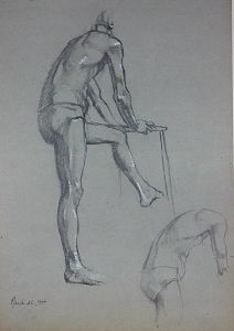 Frances Watt - 1954 Graphite Drawing, Figure Drawing