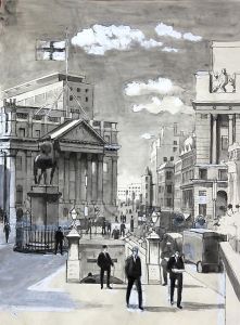 Frances Watt - Poster Size Mid 20th Century Watercolour, Scene in the City