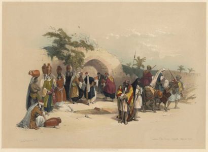 Louis Haghe after David Roberts - 1844 Lithograph, Fountain, Nazareth