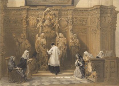 Louis Haghe - 1850 Lithograph, Confessional Church of St Paul Antwerp