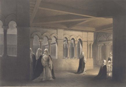 Louis Haghe - Large 1850 Lithograph, Chapel of Ste Gertrude Nivelles