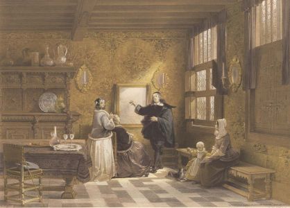 Louis Haghe - Large 1850 Lithograph, Brewers Corporation Room Antwerp