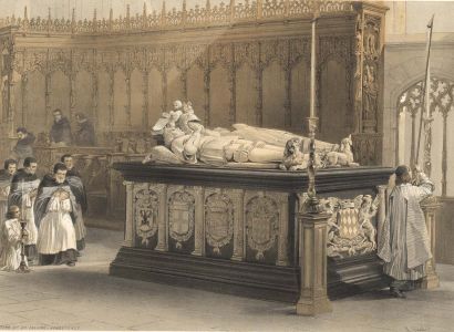 Louis Haghe - Large 1850 Lithograph, Tomb de Lalaing Hoogstract