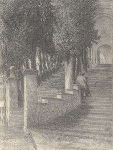 M C Vyvyan - Excellent 19th Century Graphite Drawing, Fiesole