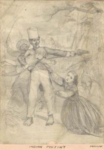 Maclise - 19th Century Graphite Drawing, Indian Mutiny