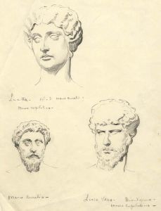 19th Century Graphite Drawing - Lucilla, Marco Aurelio, Lucio Vero