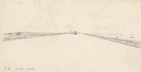 Frank Lewis Emanuel - Early 20th Century Graphite Drawing, Suez Canal