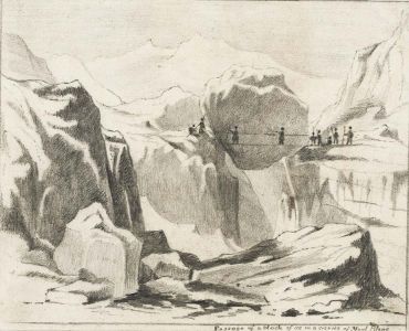 19th Century Graphite Drawing - Passage of a Block of Ice, Mont Blanc