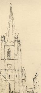 19th Century Graphite Drawing - St. Patrick's Dublin