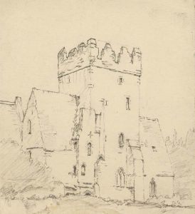19th Century Graphite Drawing - Irish Church