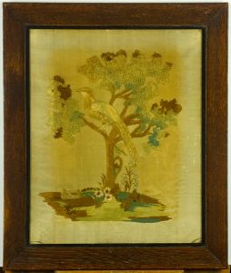 19th Century Embroidery - Silkwork Peacock