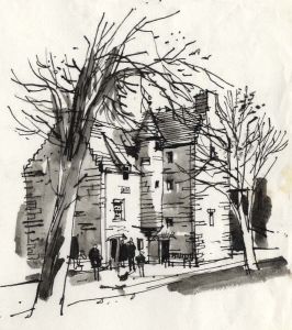 Paul Sharp - 1964 Pen and Ink Drawing, Queen Mary's House, Jedburgh
