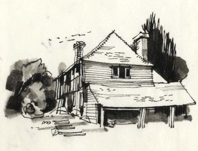 Paul Sharp - 1964 Pen and Ink Drawing, Ellen Terry Memorial, Smallhythe, Kent