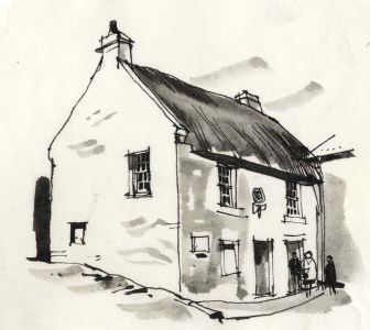Paul Sharp - 1964 Pen and Ink Drawing, The Bachelors Club Tarbolton