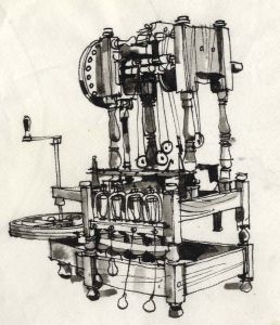 Paul Sharp - 1964 Pen and Ink Drawing, Arkwright's Water Frame Blackburn