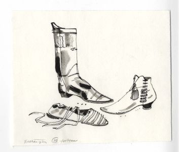 Paul Sharp - 1964 Pen and Ink Drawing, Northampton 19th Century Footwear