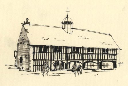 Paul Sharp - 1964 Pen and Ink Drawing, Llanidloes Market Hall