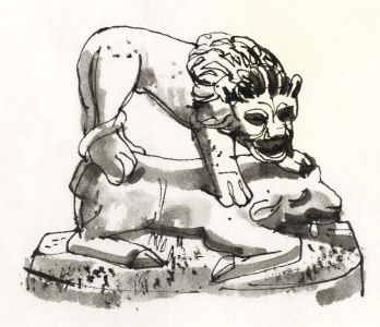 Paul Sharp - 1964 Pen and Ink Drawing, Corbridge Lions
