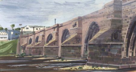 Paul Sharp - Monochrome 1963 Gouache, Brig o'Dee Aberdeen