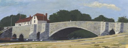 Paul Sharp - 1963 Gouache, Abingdon Bridge
