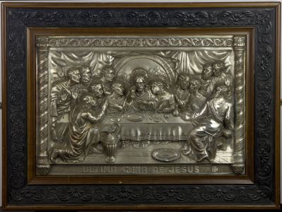 Repousse Wall Panel of the Last Supper in a Fine Frame