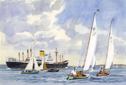 Paul Sharp - 1964 Watercolour, Painting for Cover of Book Sailing Tours Solent