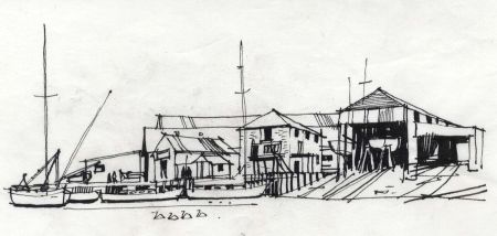 Paul Sharp - 1964 Pen and Ink Drawing, Lymington