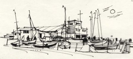 Paul Sharp - 1964 Pen and Ink Drawing, Lee-on-Solent
