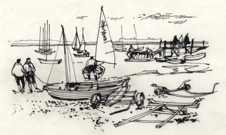 Paul Sharp - 1964 Pen and Ink Drawing, Keyhaven and Hurst Castle