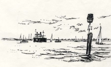Paul Sharp - 1964 Pen and Ink Drawing, Jack in the Basket