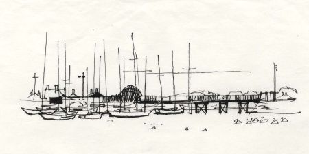 Paul Sharp - 1964 Pen and Ink Drawing, Lymington