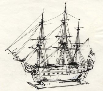 Paul Sharp - 1964 Pen and Ink Drawing, HMS Agamemnon