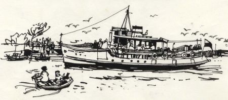 Paul Sharp - 1964 Pen and Ink Drawing, Beaulieu to Cowes