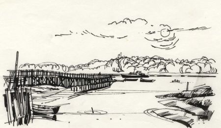 Paul Sharp - 1964 Pen and Ink Drawing, Gilbury Private Pier