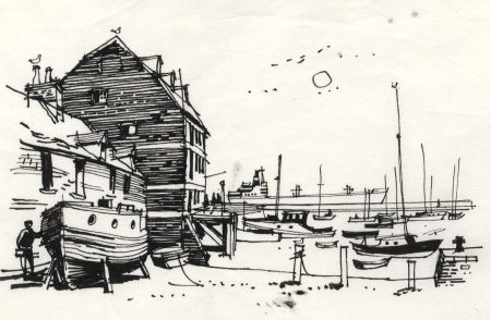 Paul Sharp - 1964 Pen and Ink Drawing, Ashlett Creek