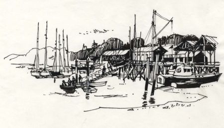 Paul Sharp - 1964 Pen and Ink Drawing, Burlesdon