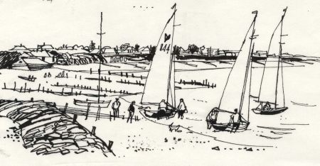 Paul Sharp - 1964 Pen and Ink Drawing, Titchfield Haven