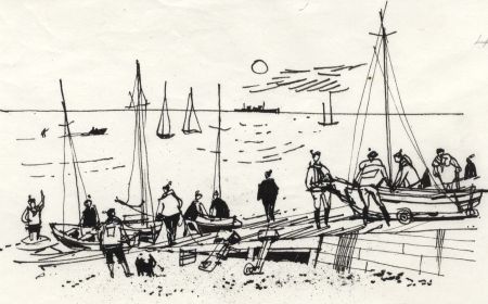 Paul Sharp - 1964 Pen and Ink Drawing, Lee-on-Solent