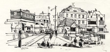 Paul Sharp - 1964 Pen and Ink Drawing, Portsmouth Harbour